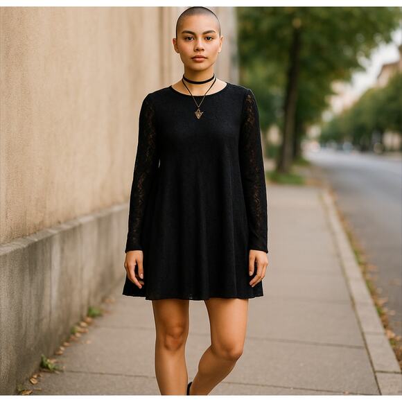 Women’s Vintage Havana Boho Lace Sheer Dress Coverup L Goth Emo - Picture 1 of 7